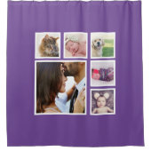 フォトコラージュパーソナライズされた6写真テンプレート シャワーカーテン (正面)