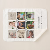 フォトコラージュパーソナライズされた9枚の写真とハート シェルパブランケット (正面(横))