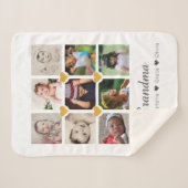 フォトコラージュパーソナライズされた9枚の写真とハート シェルパブランケット (正面(横))