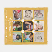 フォトコラージュパーソナライズされた9枚の写真とハート フリースブランケット (正面(横))