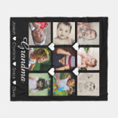 フォトコラージュパーソナライズされた9枚の写真とハート フリースブランケット (正面(横))