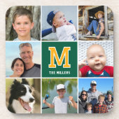 フォトコラージュファミリーグモノグラムのリーン金ゴールド コースター (正面)