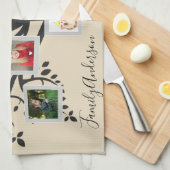 フォトコラージュファミリーツリーパーソナライズされたテンプレート キッチンタオル (四つ折り)