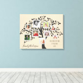 フォトコラージュファミリーツリーパーソナライズされたテンプレート キャンバスプリント (インサイチュ (ウッドフロア))