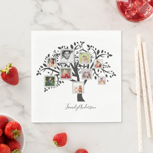 フォトコラージュファミリーツリーパーソナライズされたテンプレート スタンダードランチョンナプキン (インサイチュ)