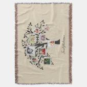 フォトコラージュファミリーツリーパーソナライズされたテンプレート スローブランケット (正面縦)