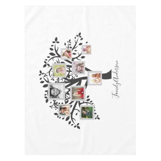 フォトコラージュファミリーツリーパーソナライズされたテンプレート テーブルクロス (正面)