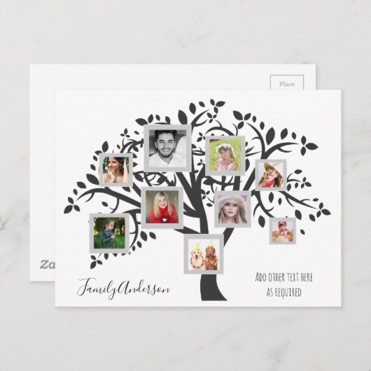 フォトコラージュファミリーツリーパーソナライズされたテンプレート ポストカード (正面/裏面)