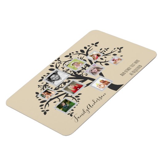 フォトコラージュファミリーツリーパーソナライズされたテンプレート マグネット (左側)