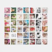 フォトコラージュファミリーデザインユアユウズ数々の写真 フリースブランケット (正面(横))