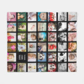 フォトコラージュファミリーデザインユアユウズ数々の写真 フリースブランケット (正面(横))