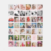 フォトコラージュファミリーデザインユアユウズ数々の写真 フリースブランケット (正面)