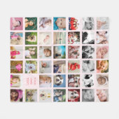 フォトコラージュファミリーデザインユアユウズ数々の写真 フリースブランケット (正面(横))