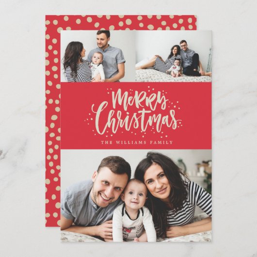 フォトコラージュファミリーホリデーフォトカード シーズンカード (正面/裏面)