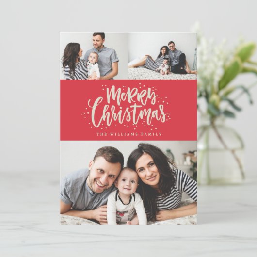フォトコラージュファミリーホリデーフォトカード シーズンカード (スタンド正面)