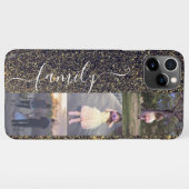 フォトコラージュファミリー写真テンプレート金ゴールド黒 iPhoneケース (裏面横)