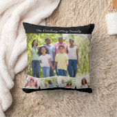 フォトコラージュファミリー名ZigZagフォトストリップブラック クッション (ブランケット)