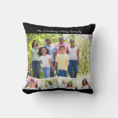 フォトコラージュファミリー名ZigZagフォトストリップブラック クッション (正面)