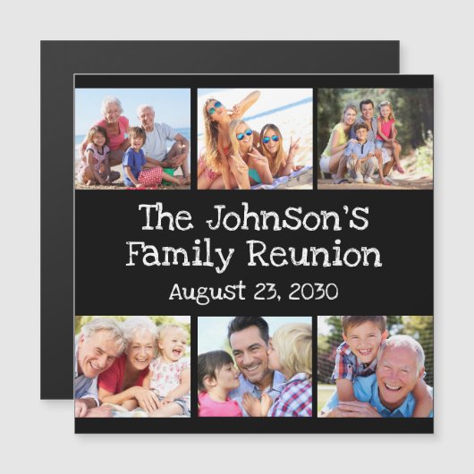 フォトコラージュファミリー懇親会パーソナライズされたブラック  (正面/裏面)