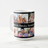 フォトコラージュファミリー懇親会パーソナライズされたブラック コーヒーマグカップ (正面左)