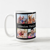 フォトコラージュファミリー懇親会パーソナライズされたブラック コーヒーマグカップ (左)