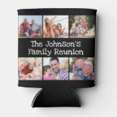 フォトコラージュファミリー懇親会パーソナライズされたブラック 缶クーラー (正面)