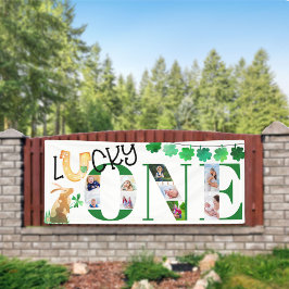 フォトコラージュファースト誕生日ラッキーワンパーティー 横断幕
