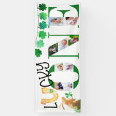 フォトコラージュファースト誕生日ラッキーワンパーティー 横断幕 (縦)