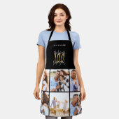フォトコラージュブラックと金ゴールド100歳の誕生日モダン エプロン (着用した状態)
