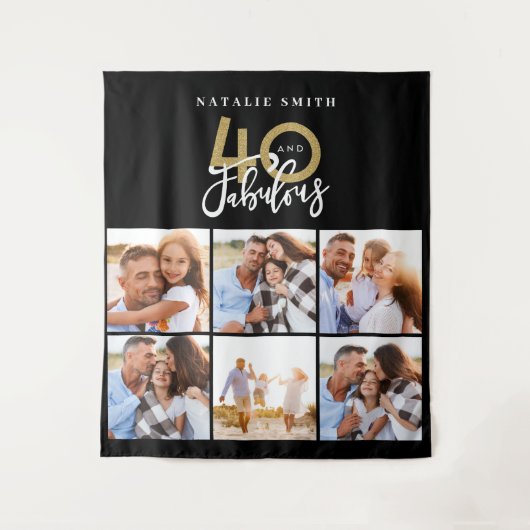 フォトコラージュブラックと金ゴールド40と素晴らしい タペストリー (正面)