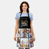 フォトコラージュブラックと金ゴールド40歳の誕生日モダン エプロン (着用した状態)