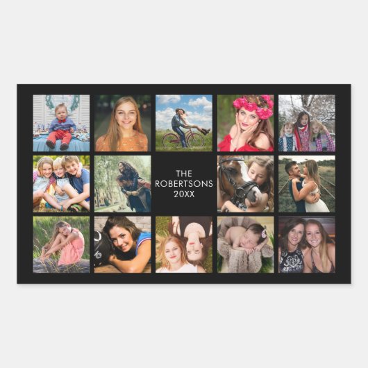 フォトコラージュブラックカスタム 長方形シール (正面)