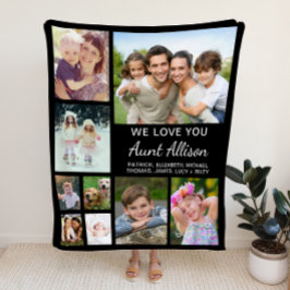 フォトコラージュブラック フリースブランケット