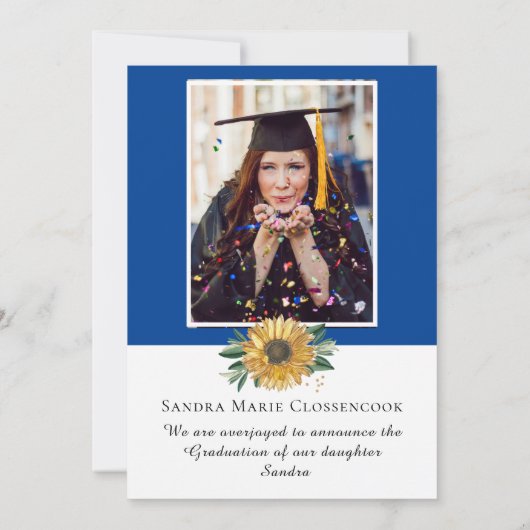 フォトコラージュブルーサンフラワーイエロー院生Anou 案内状 (裏面)