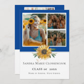 フォトコラージュブルーサンフラワーイエロー院生Anou 案内状 (正面/裏面)