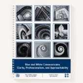 フォトコラージュブルーホワイトスモールビジネス ノートブック (正面)