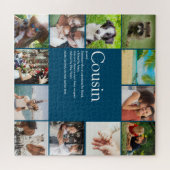 フォトコラージュブルー最高のおもしろいのいとこの定義 ジグソーパズル (横)