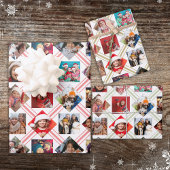 フォトコラージュプレイドホリデーラッピング紙シート ラッピングペーパーシート