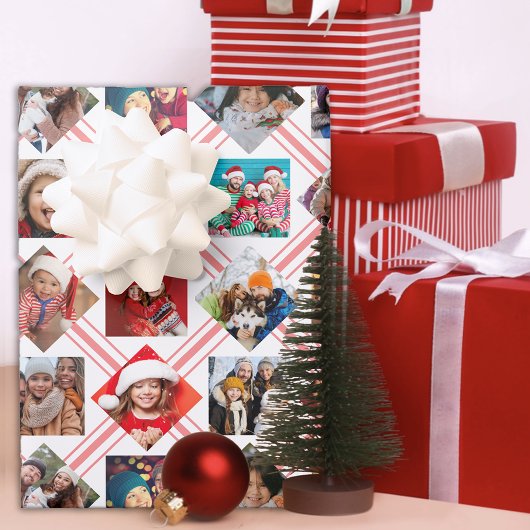 フォトコラージュプレイドホリデーラッピング紙シート ラッピングペーパーシート