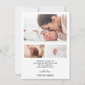 フォトコラージュベビー生まれたばかりの誕生のお知らせ 招待状 (裏面)
