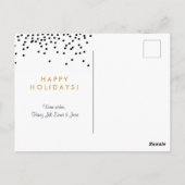 フォトコラージュホリデイカードデザインホワイトブラック金ゴールド ポストカード (裏面)