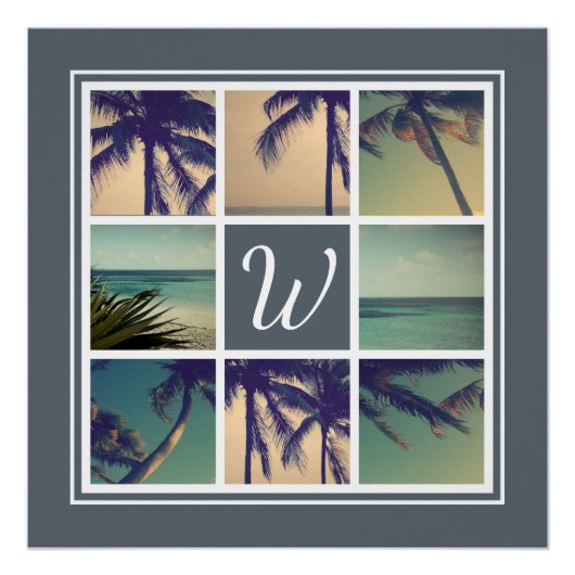 フォトコラージュポスタープリントとカスタムモノグラム ポスター (正面)
