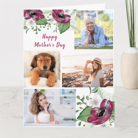 フォトコラージュマゼンタフローラ編集可能カード カード (正面)