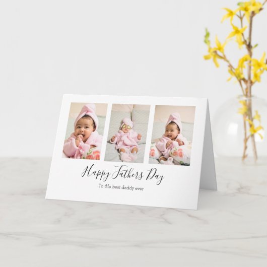 フォトコラージュミニマモダンリストファーザーズデイカード カード (黄色い花)