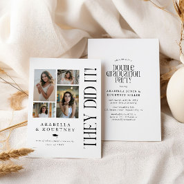 フォトコラージュミニマルダブル卒業パーティー 招待状