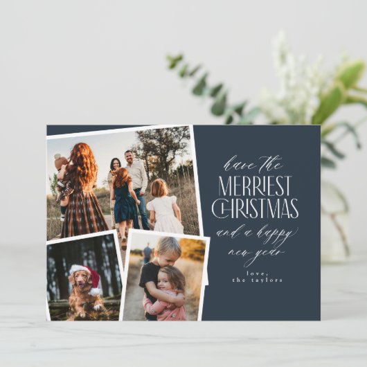 フォトコラージュメリーのクリスマス赤と白 招待状 (スタンド正面)