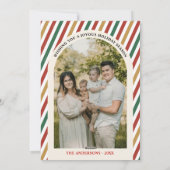 フォトコラージュメリークリスマスアーチレトロストライプ シーズンカード (裏面)