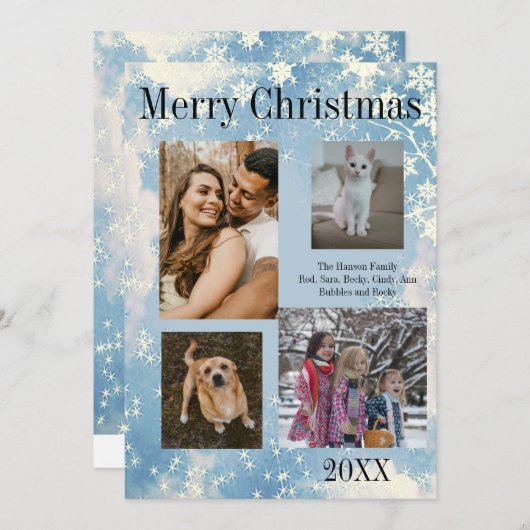 フォトコラージュメリークリスマスフラットホリデーカード シーズンカード (正面/裏面)