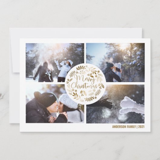フォトコラージュメリークリスマスホリデーカード シーズンカード (正面)