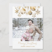 フォトコラージュメリークリスマスホワイト金ゴールドboho シーズンカード (正面)